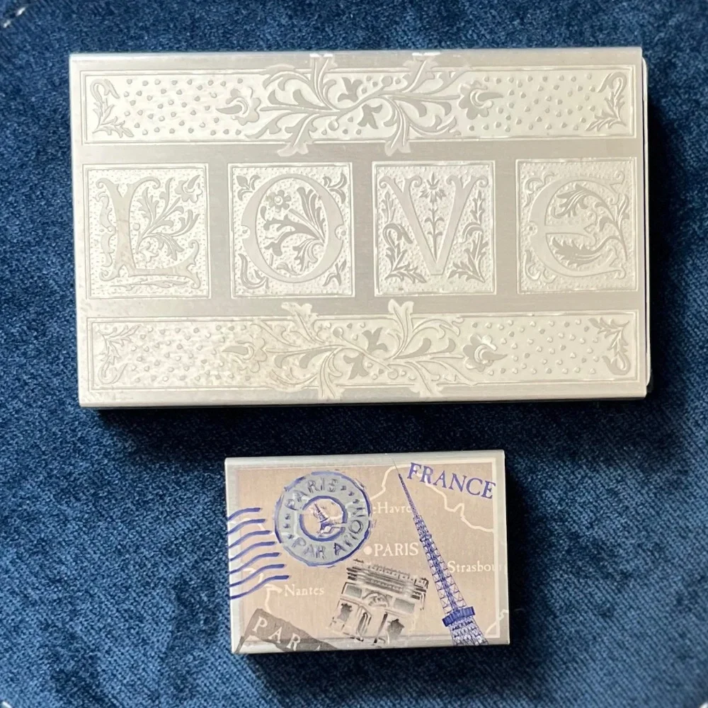 Lovers only! Set of two embossed aluminum matchbox cases. Great gift!